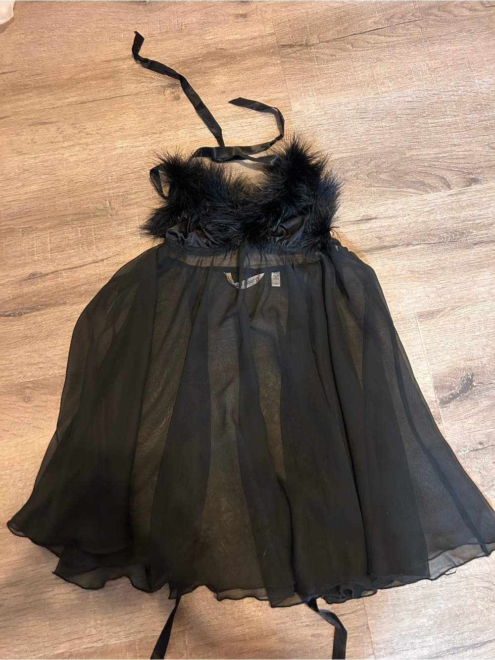 Victoria's Secret Angel Babydoll Chemise Womens Size L Black Sheer Mesh Halter
